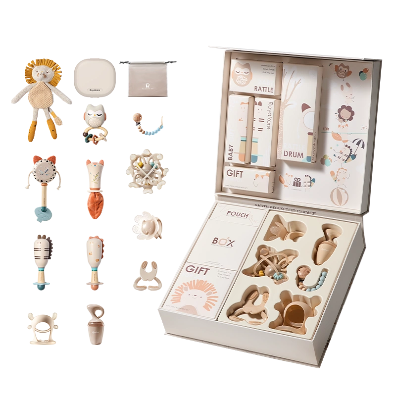 Coffret cadeau haut de gamme de hochets et d’anneaux de dentition pour bébé