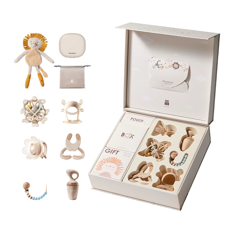 Coffret cadeau haut de gamme de hochets et d’anneaux de dentition pour bébé