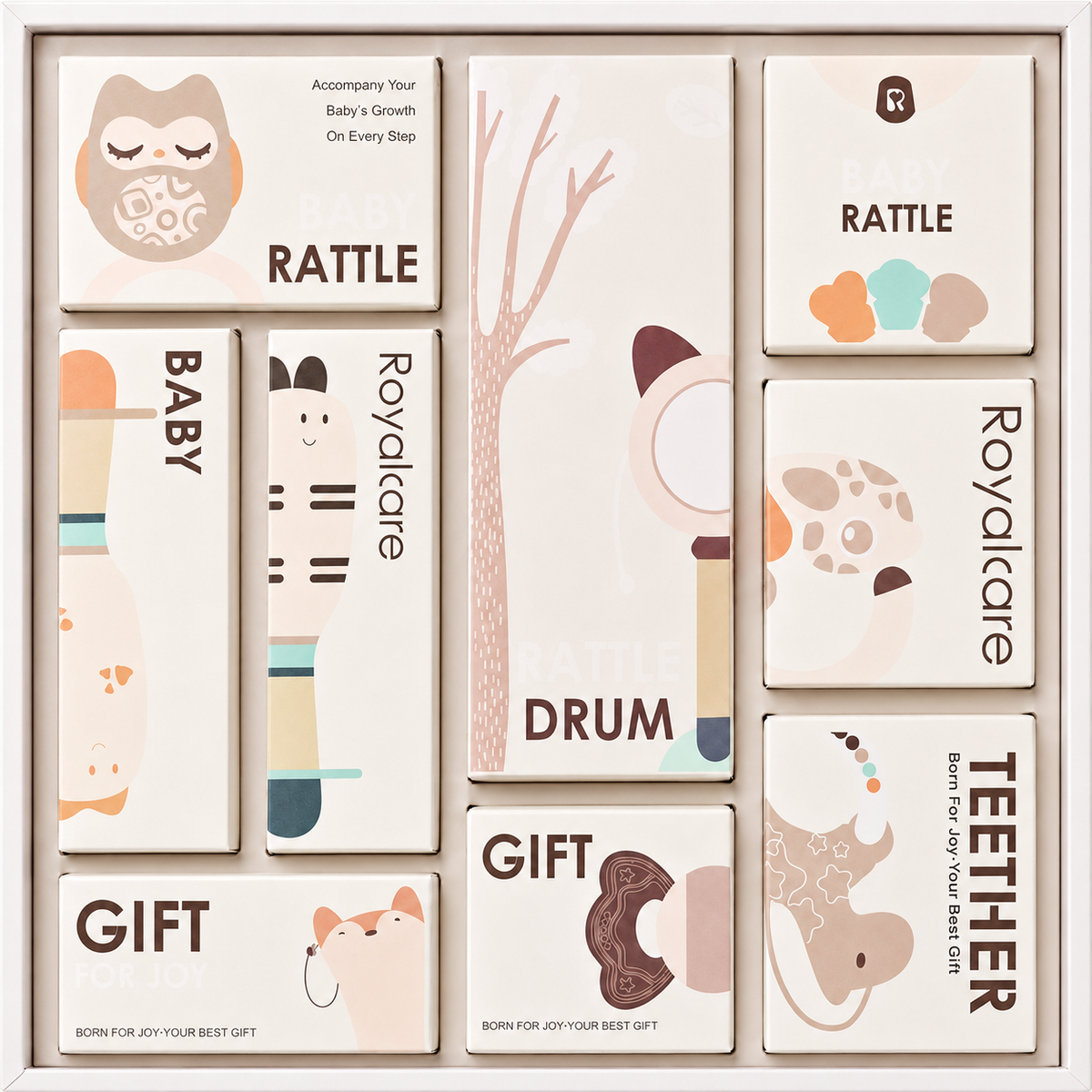 Coffret cadeau avec les jouets dans leurs cartons