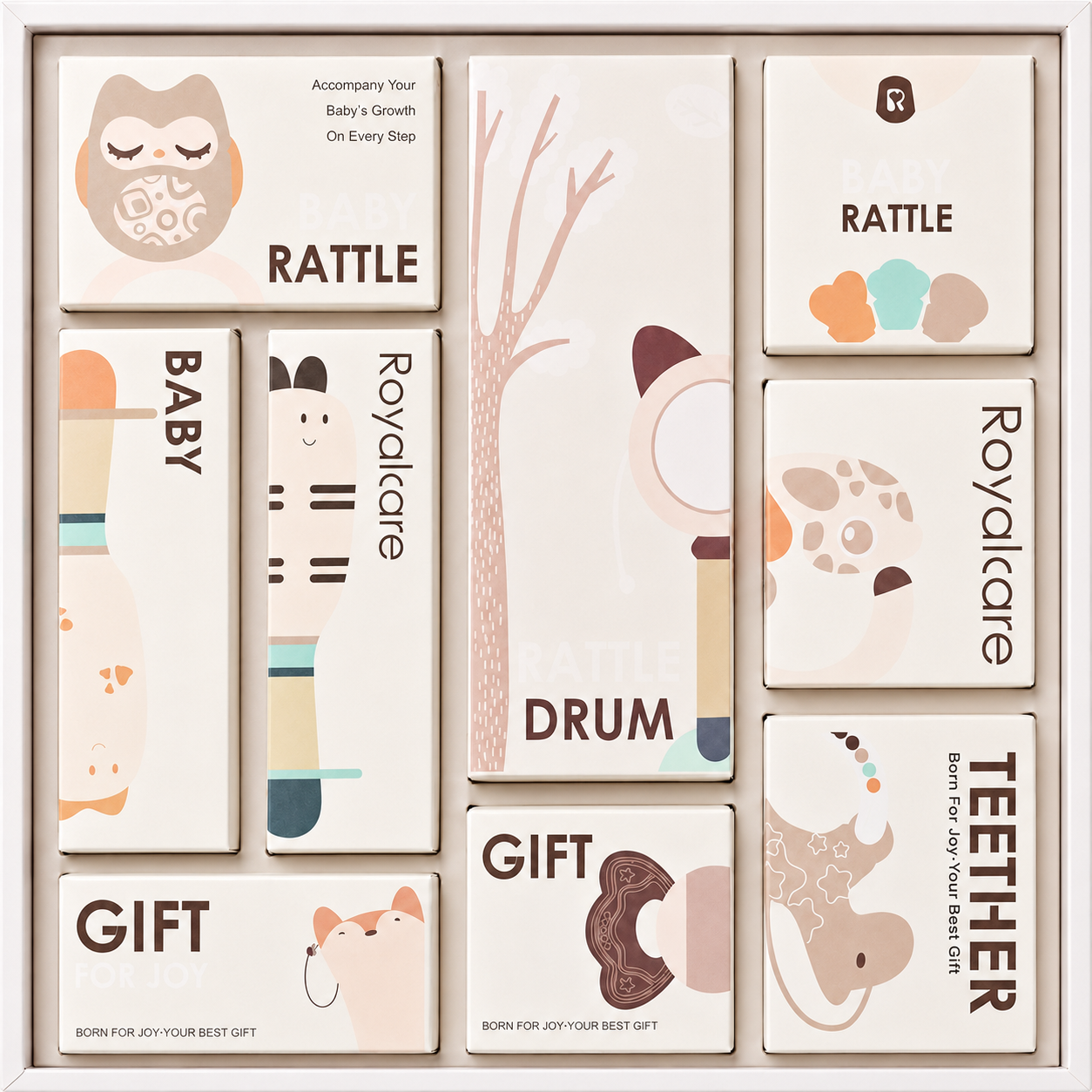 Coffret cadeau avec les jouets dans leurs cartons